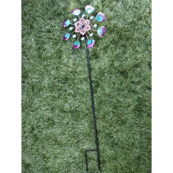 Wind Chime Spinner Blue Pinwheel Rotating Metal Home Garden Yard Art - Picture 10 of 11